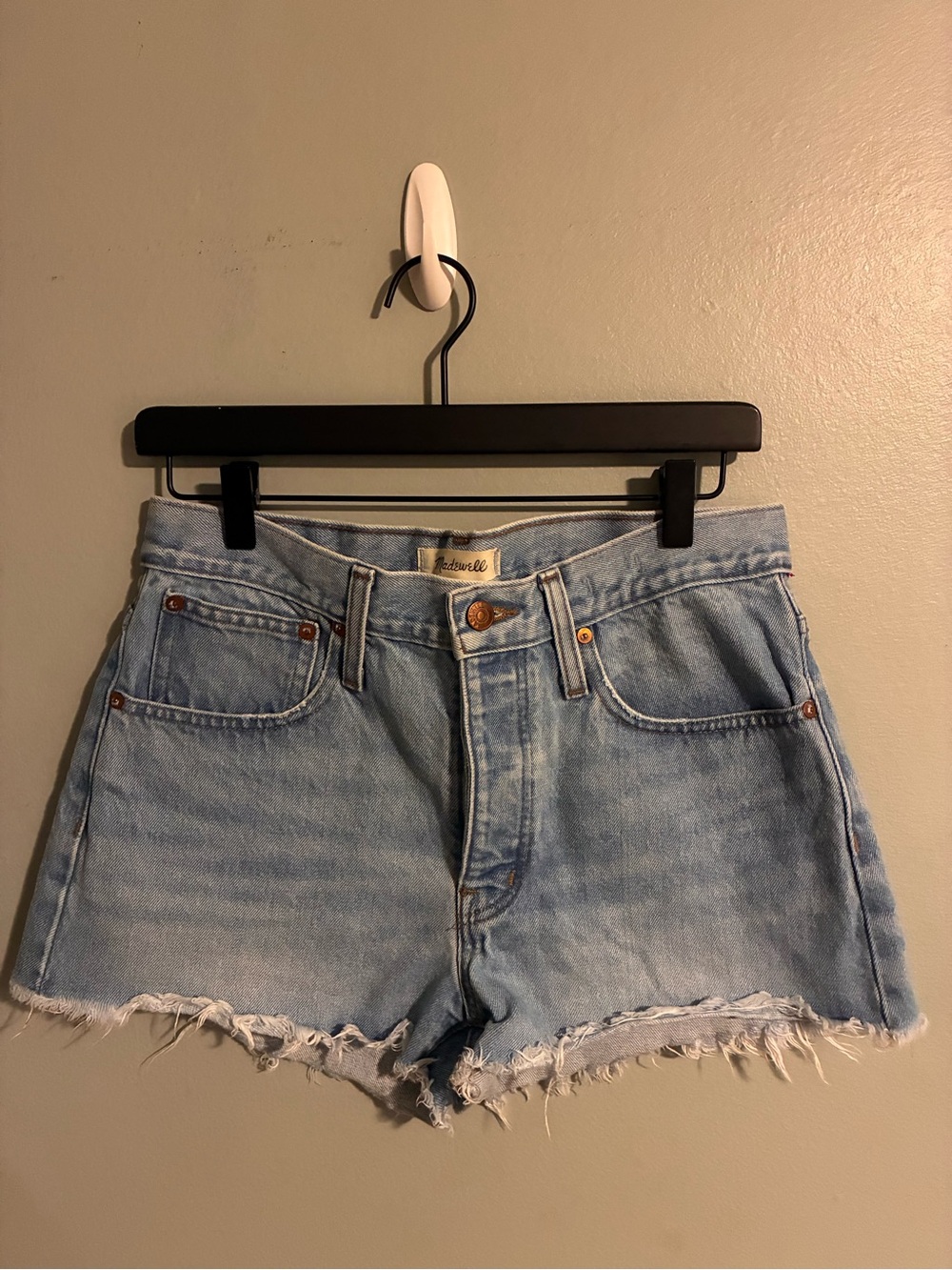 Madewell Light Blue Frayed Hem Denim Shorts